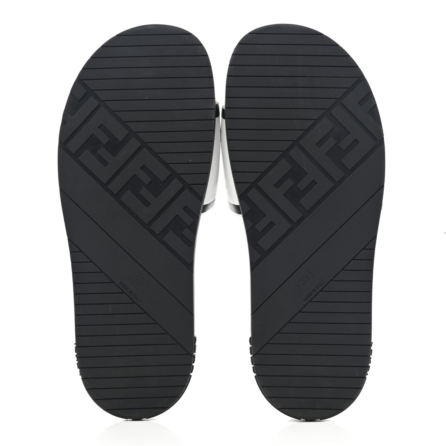Fendi X JOSHUA VIDES Roma Calfskin Fussbetts Slide Sandals 38 Snow White Black 5 of 13