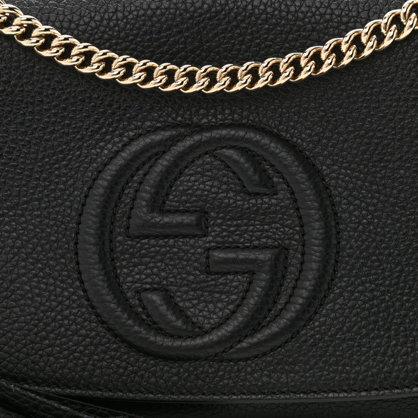 Pebbled Calfskin Medium Soho Flap Crossbody Black