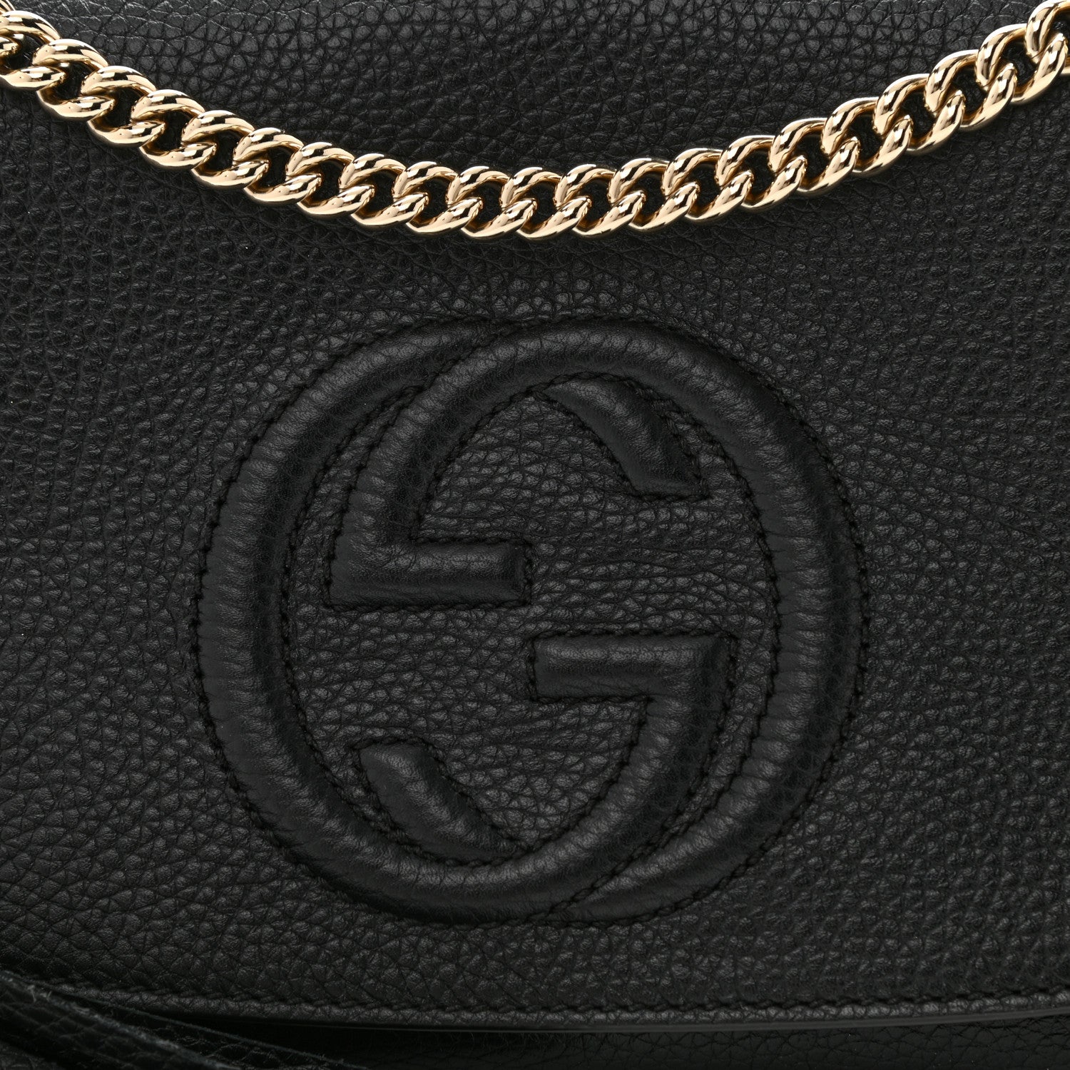 Gucci Pebbled Calfskin Medium Soho Flap Crossbody Black 8 of 10