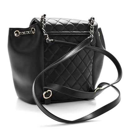Chanel Lambskin Quilted Large Duma Drawstring Backpack Black 3 of 10