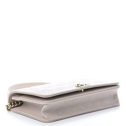 Chanel Caviar Quilted Boy Wallet On Chain WOC Beige 4 of 12