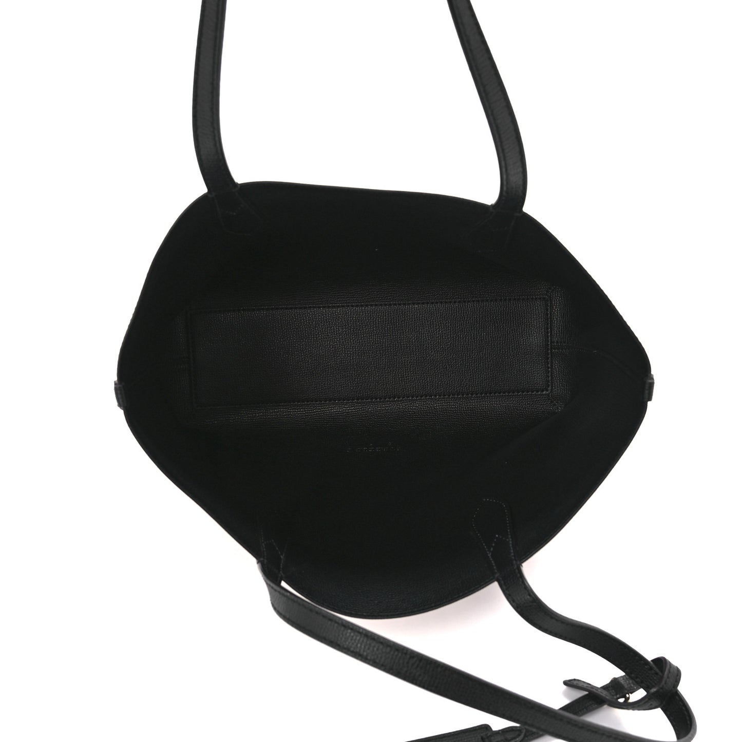 Grainy Calfskin Haymarket Check Small Reversible Tote Black