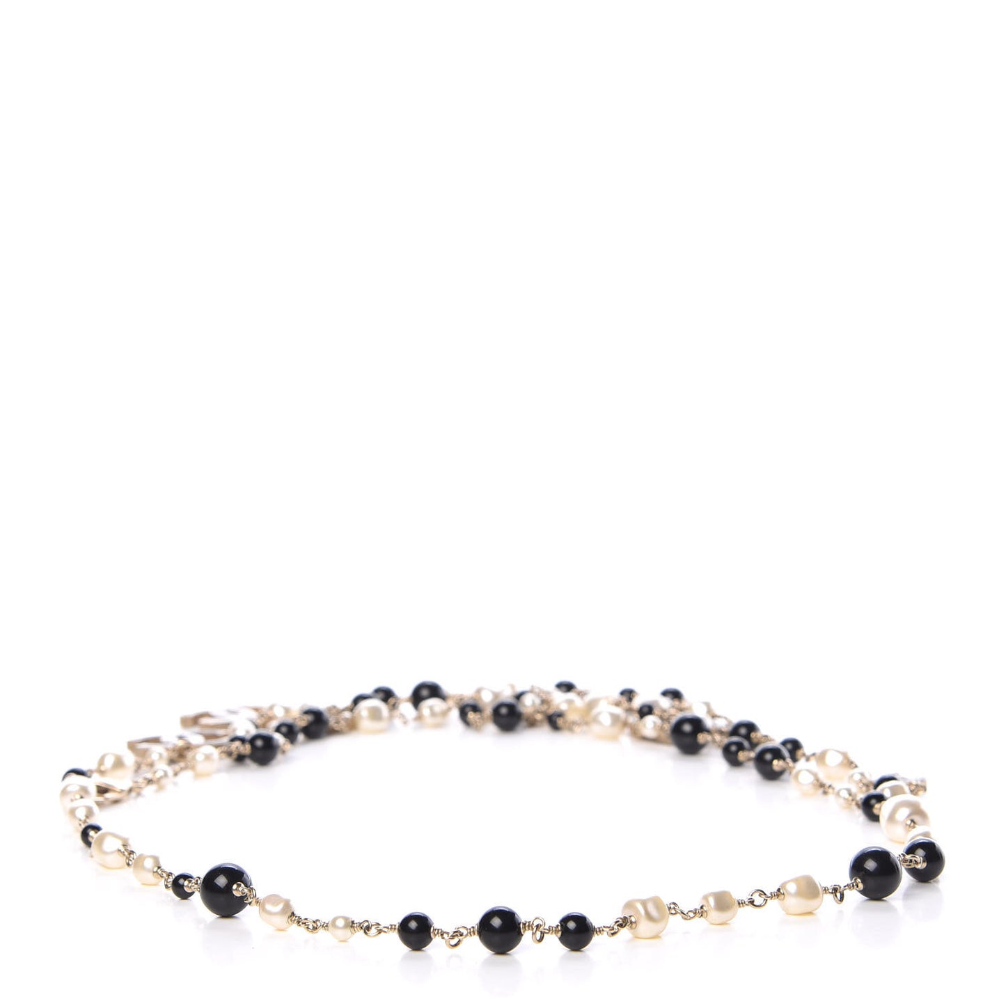 Pearl Bead Enamel CC Belt Black Gold