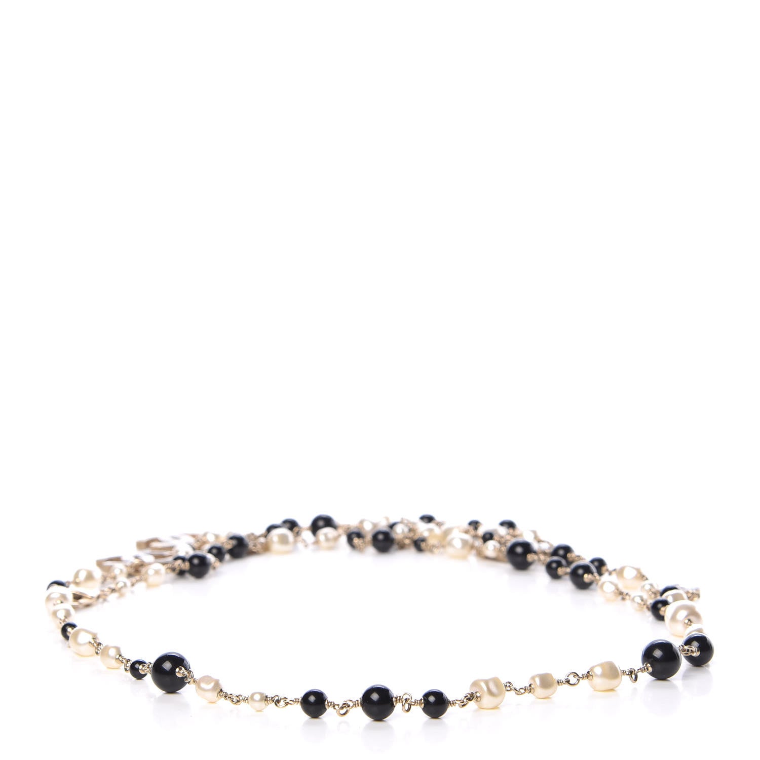 Chanel Pearl Bead Enamel CC Belt Black Gold 3 of 5