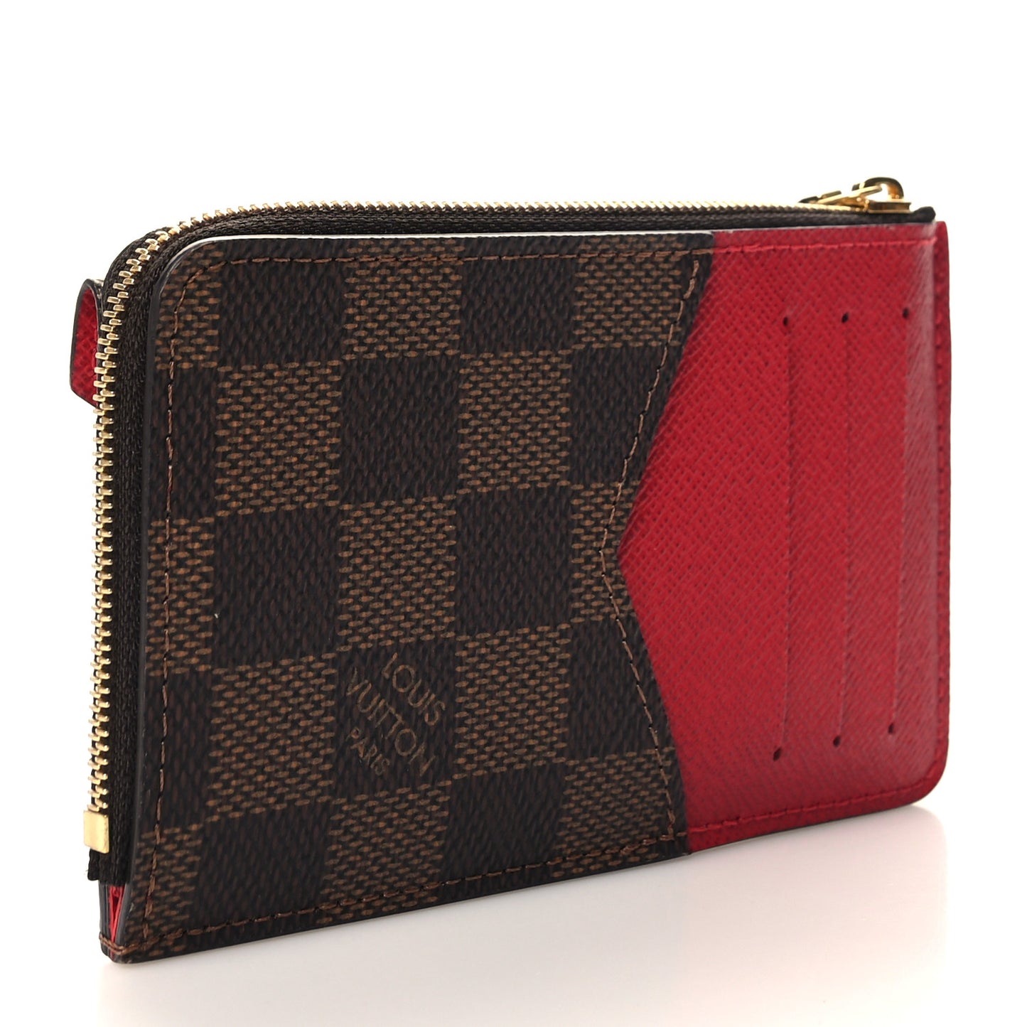 Damier Ebene Recto Verso Card Holder Red