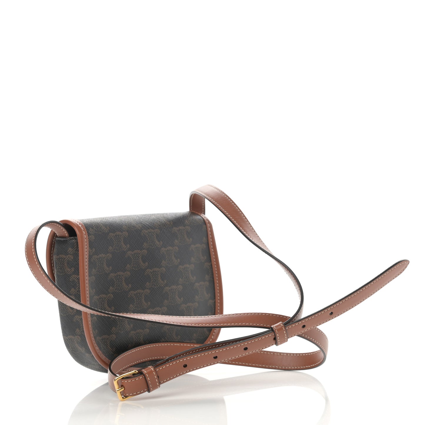 Canvas Calfskin Triomphe Mini Besace Tan