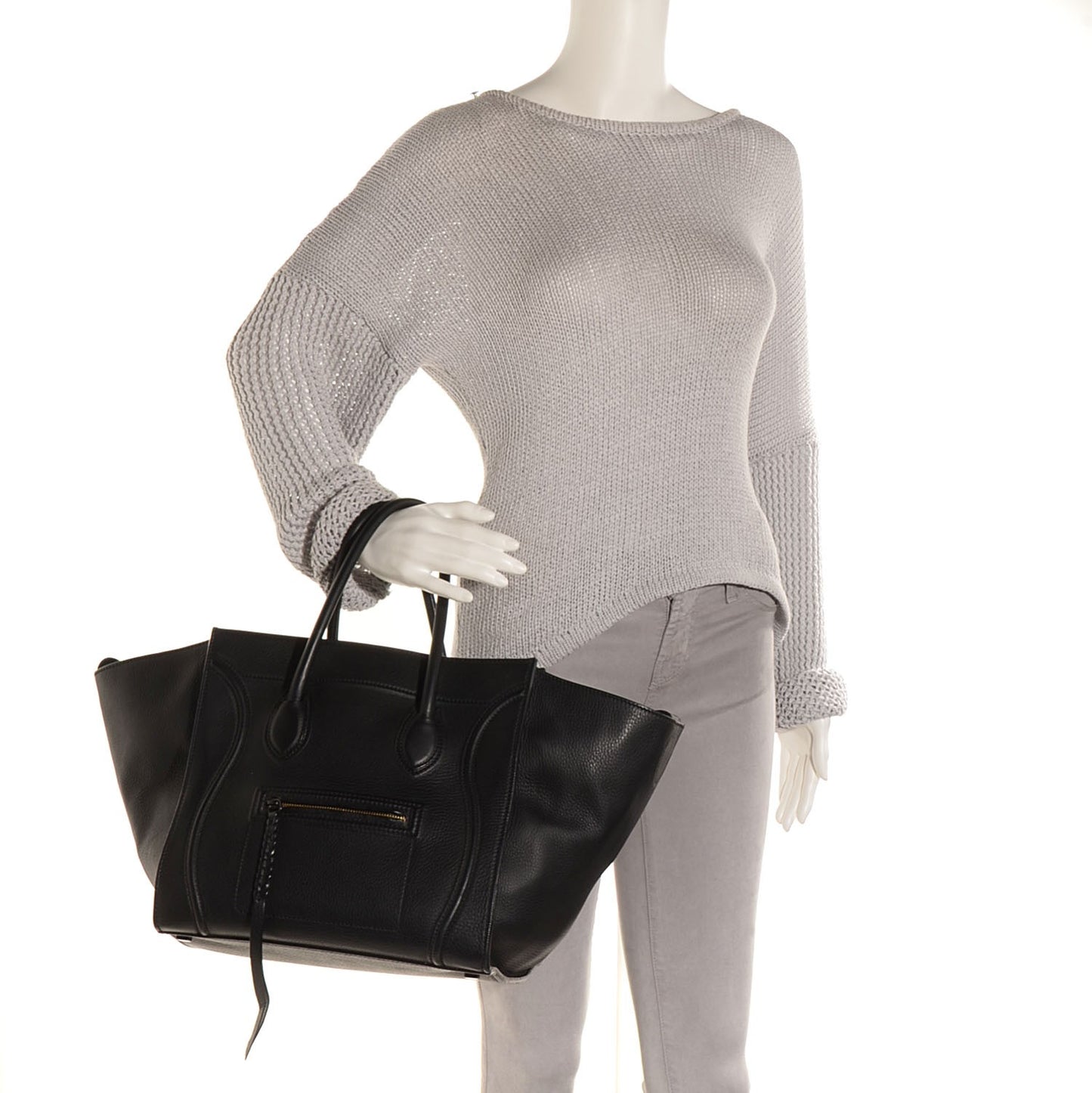 Supple Calfskin Medium Phantom Luggage Black