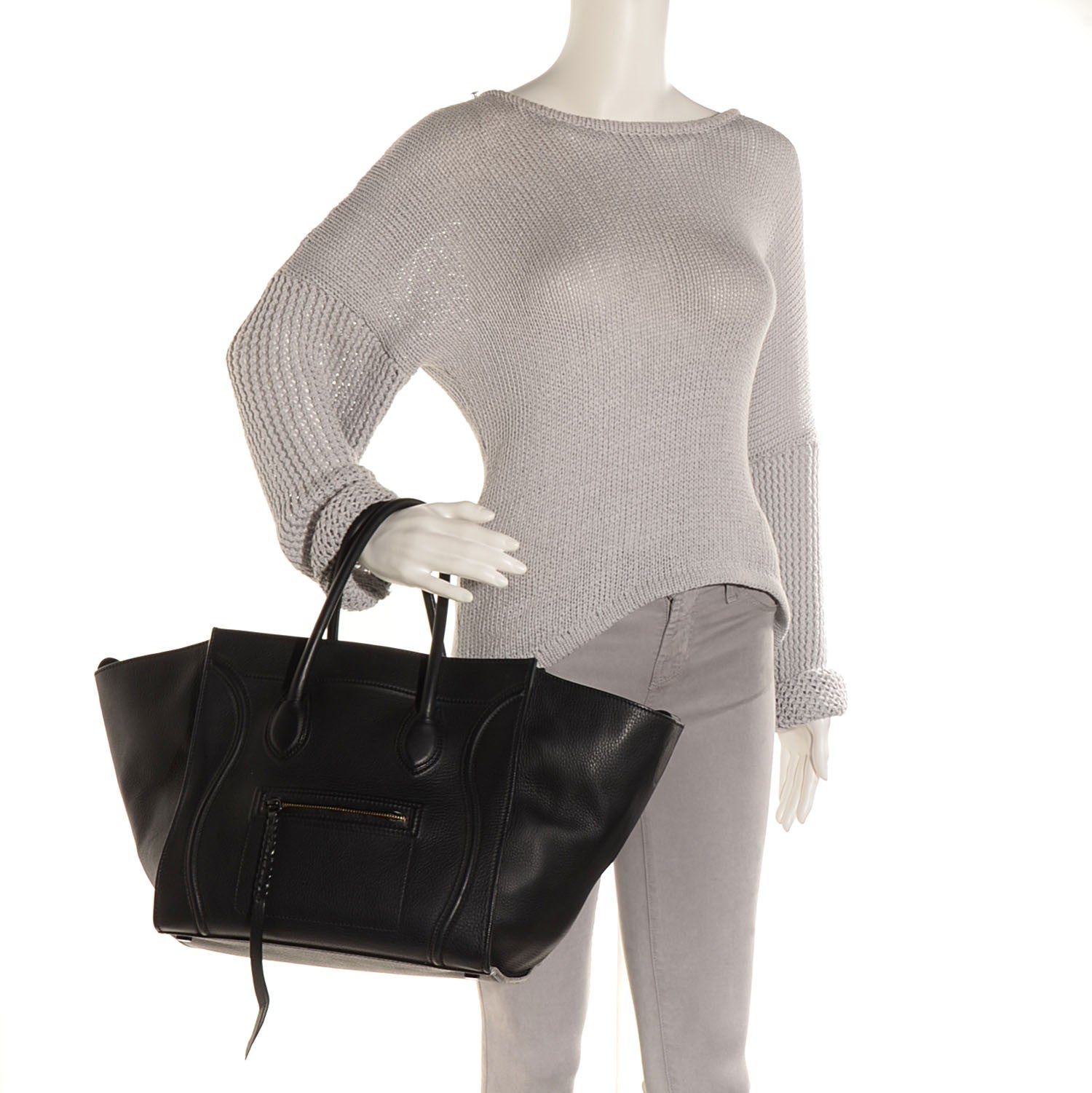 Celine Supple Calfskin Medium Phantom Luggage Black 2 of 8