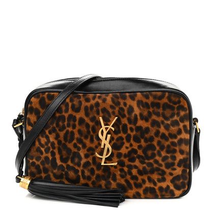 Saint Laurent Calfskin Leopard Print Monogram Lou Camera Bag Black 1 of 11