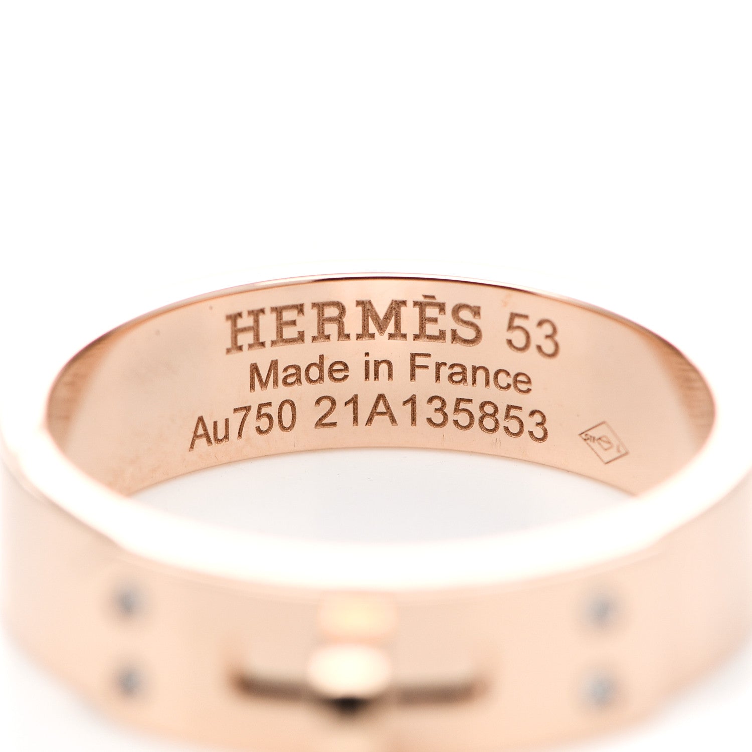 Hermes 18K Rose Gold Diamond PM Kelly Ring 53 6.25 4 of 5