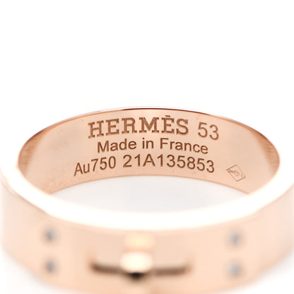 Hermes 18K Rose Gold Diamond PM Kelly Ring 53 6.25 4 of 5