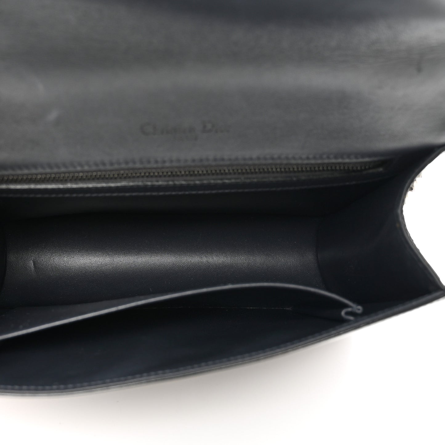 Metallic Calfskin Micro-Cannage Medium Diorama Flap Bag Graphite