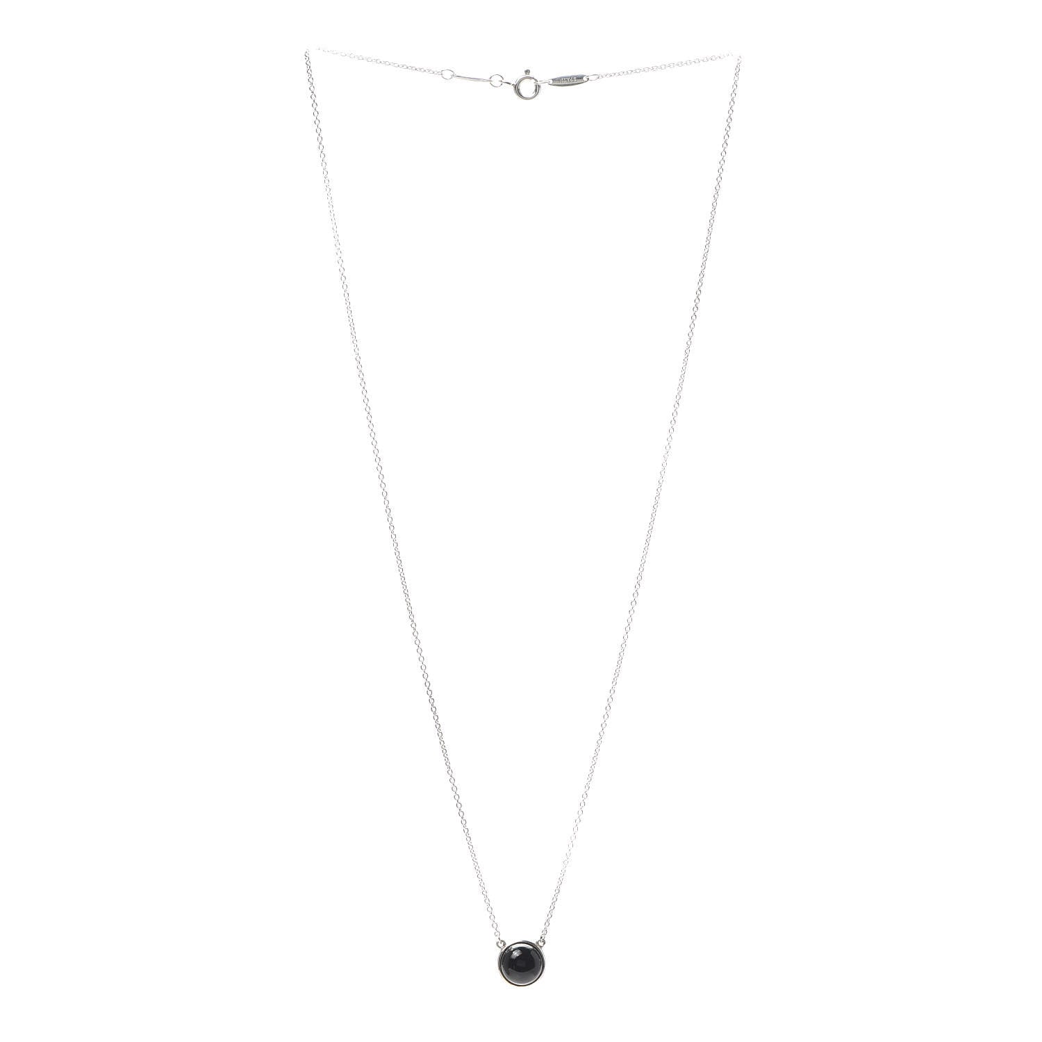 Tiffany Sterling Silver Black Jade Elsa Peretti Color By The Yard Necklace 3 of 5