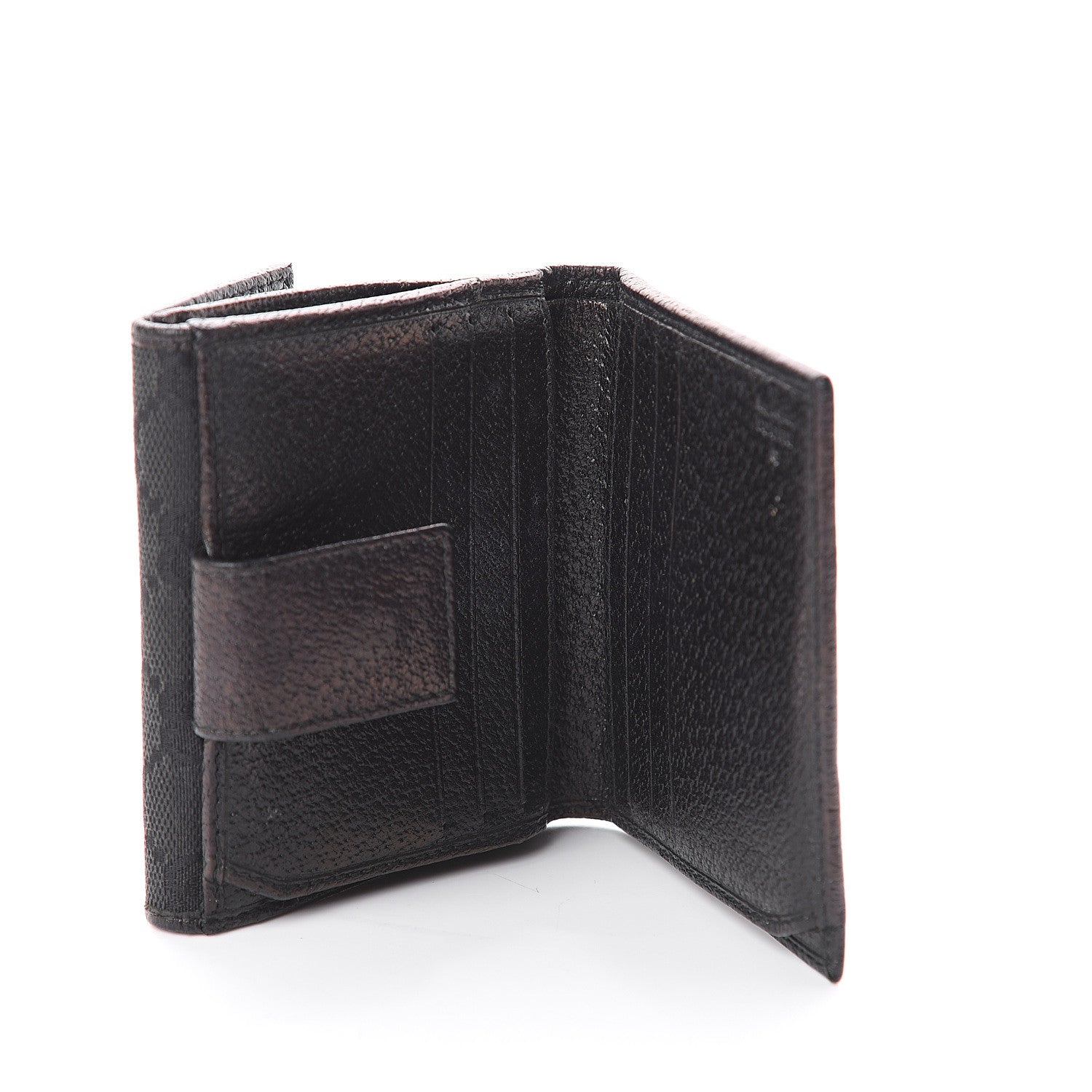 Gucci Monogram Metal Bar French Flap Wallet Black 4 of 5