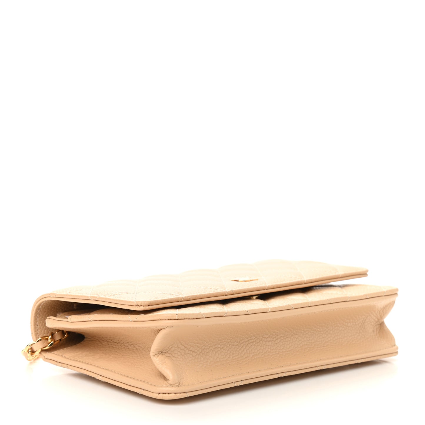 Caviar Quilted Wallet On Chain WOC Beige