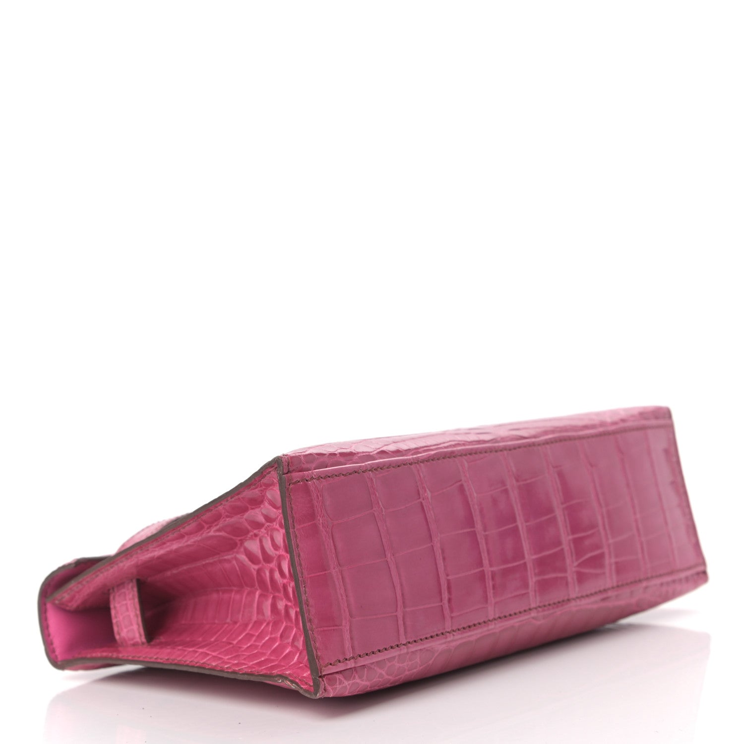 Hermes Shiny Alligator Kelly Pochette Fuchsia 5 of 26