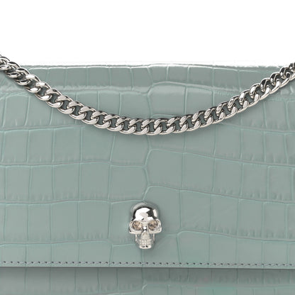 Alexander McQueen Calfskin Crocodile Embossed Skull Mini Crossbody Bag 10 of 13