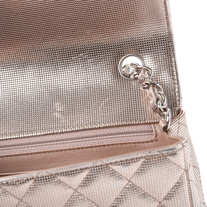 Chanel Metallic Calfskin Quilted Pixel Effect Mini Rectangular Flap Pink Gold 8 of 15