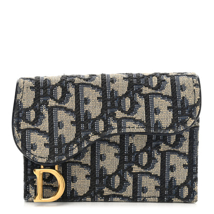 Christian Dior Oblique Saddle Card Holder Blue 1 of 8