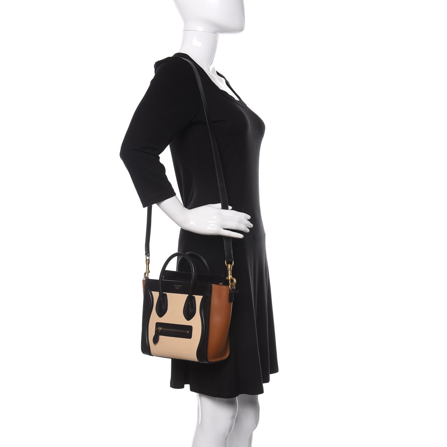 Celine Satin Calfskin Nano Tri-Color Luggage Seashell 2 of 17