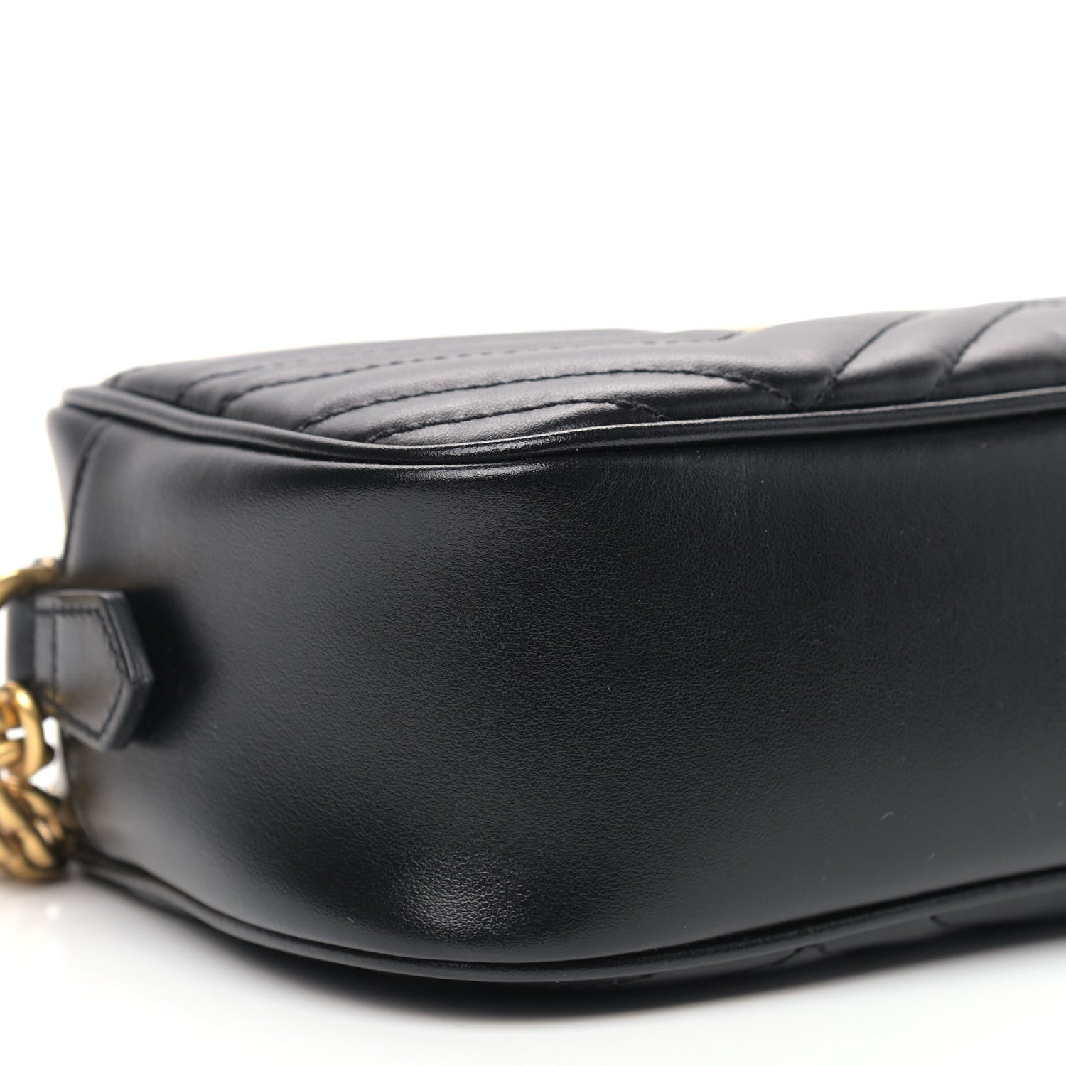 Gucci Calfskin Matelasse Small GG Marmont Chain Shoulder Bag Black 8 of 9