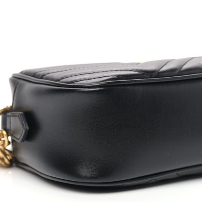 Gucci Calfskin Matelasse Small GG Marmont Chain Shoulder Bag Black 8 of 9