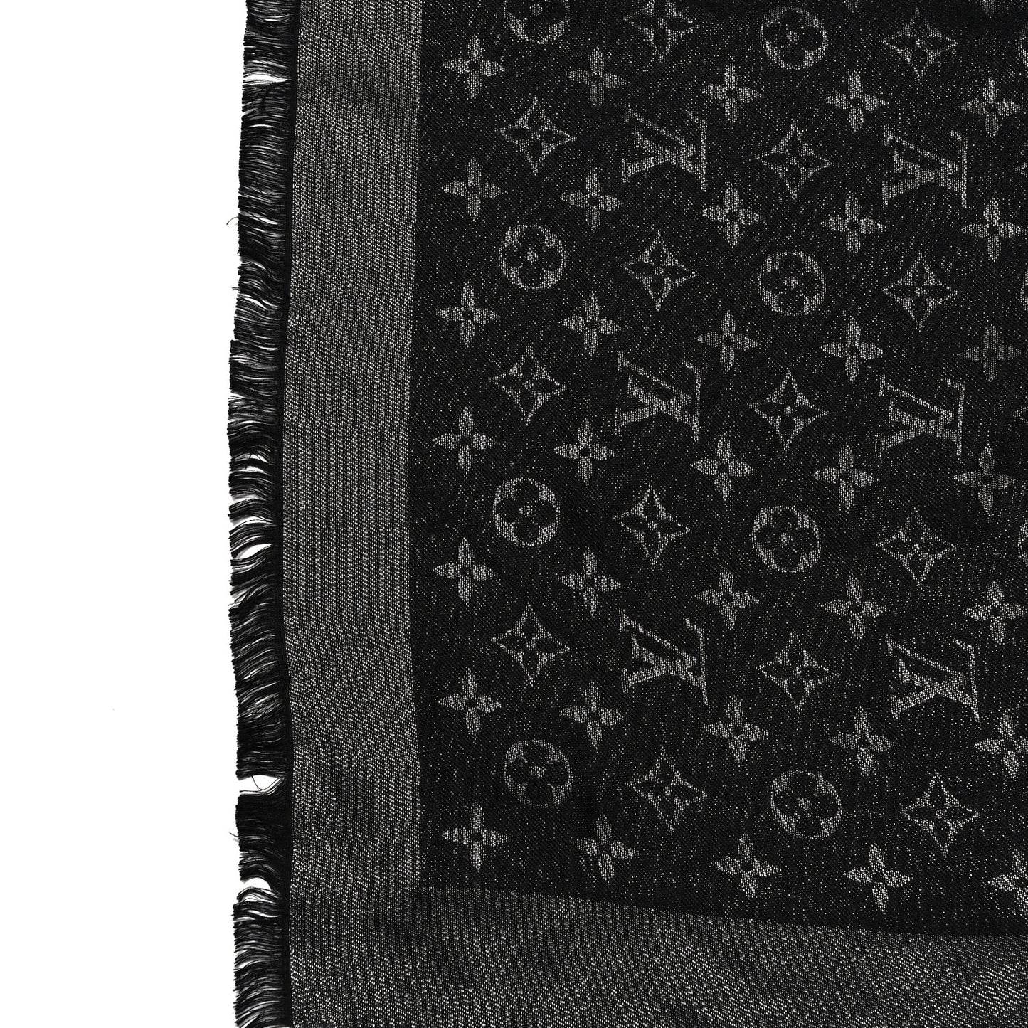 Silk Lurex Wool Monogram Shine Shawl Black