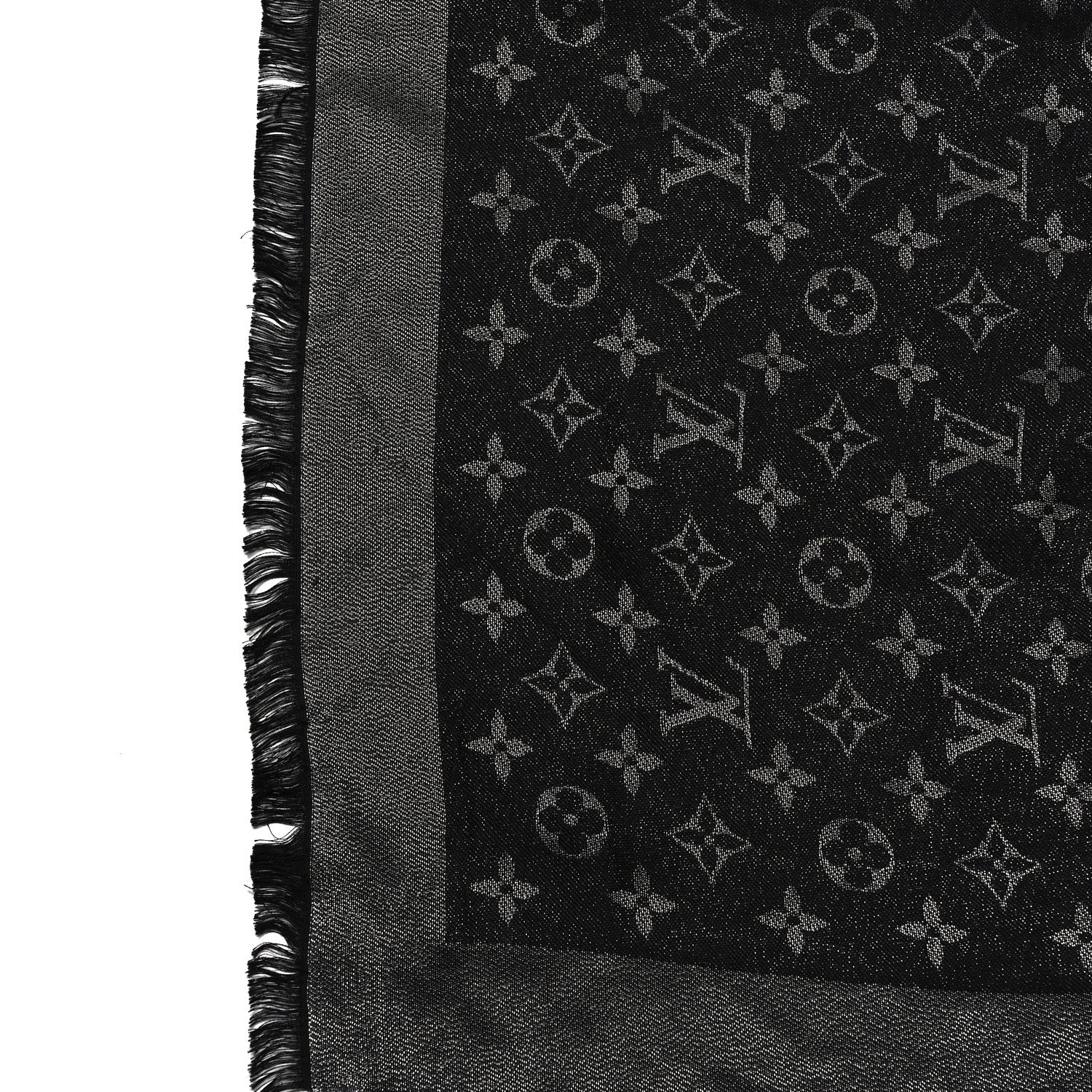 Louis Vuitton Silk Lurex Wool Monogram Shine Shawl Black 8 of 8