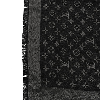 Louis Vuitton Silk Lurex Wool Monogram Shine Shawl Black 8 of 8