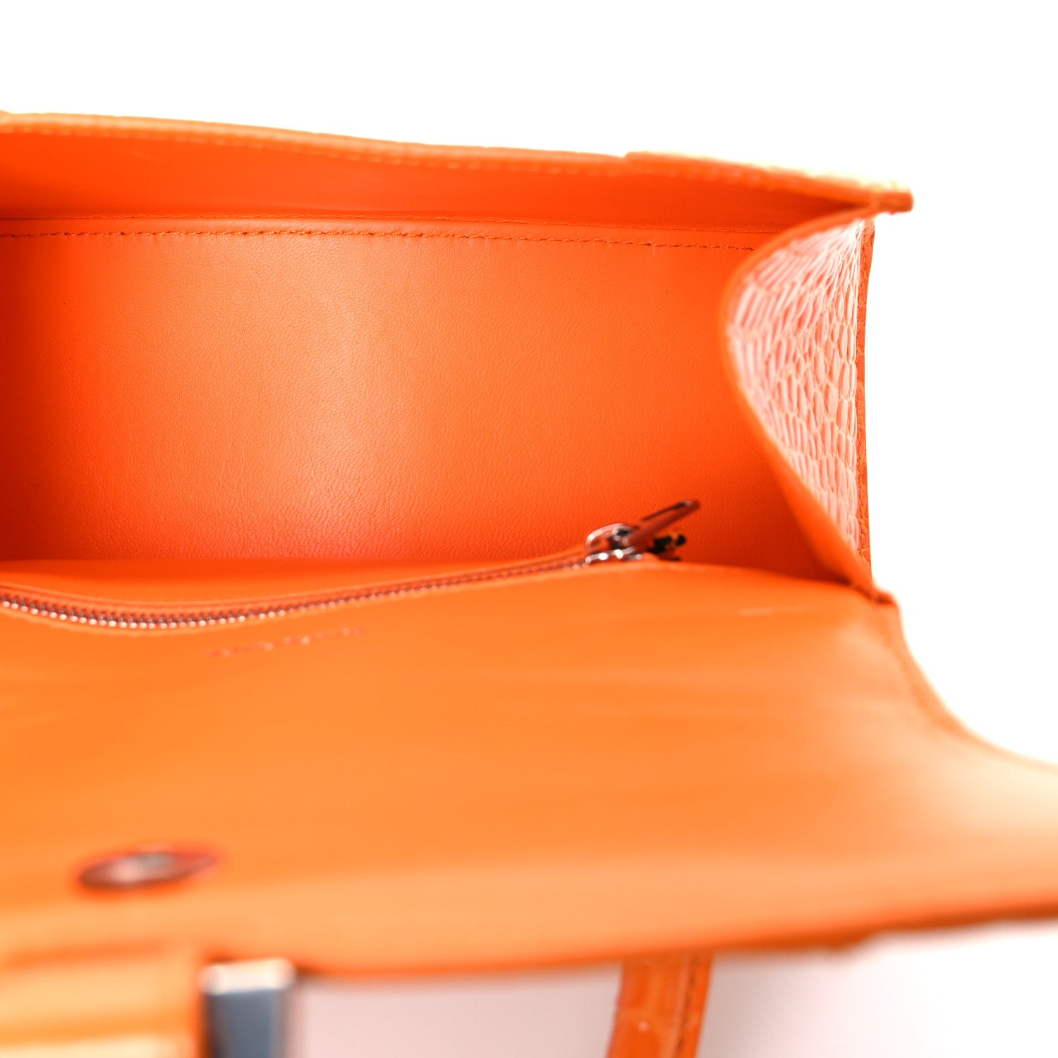 Balenciaga Shiny Calfskin Crocodile Embossed Small Hourglass Top Handle Bag Pop Orange 5 of 10