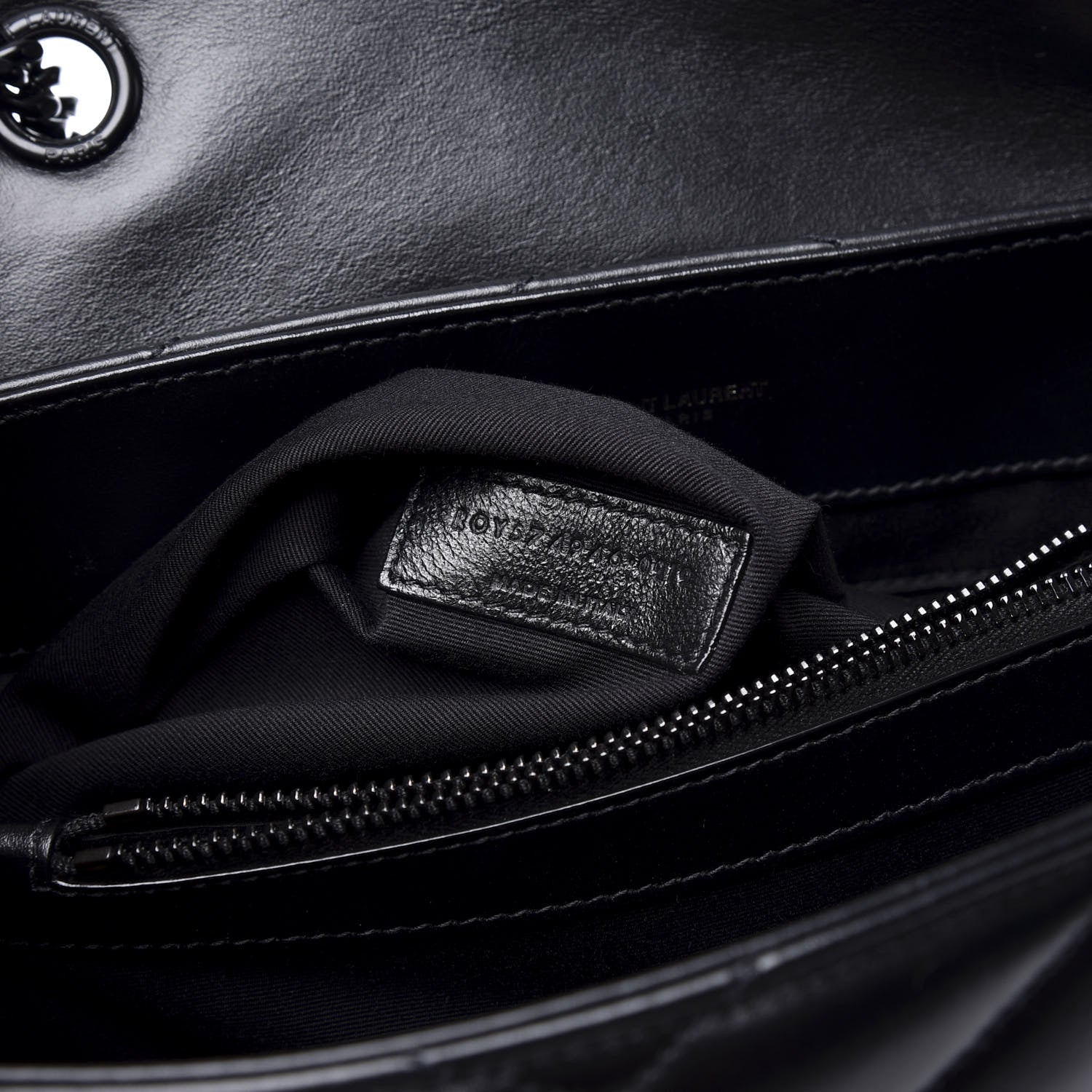 Saint Laurent Calfskin Y Quilted Monogram Medium Loulou Chain Satchel Black 9 of 10