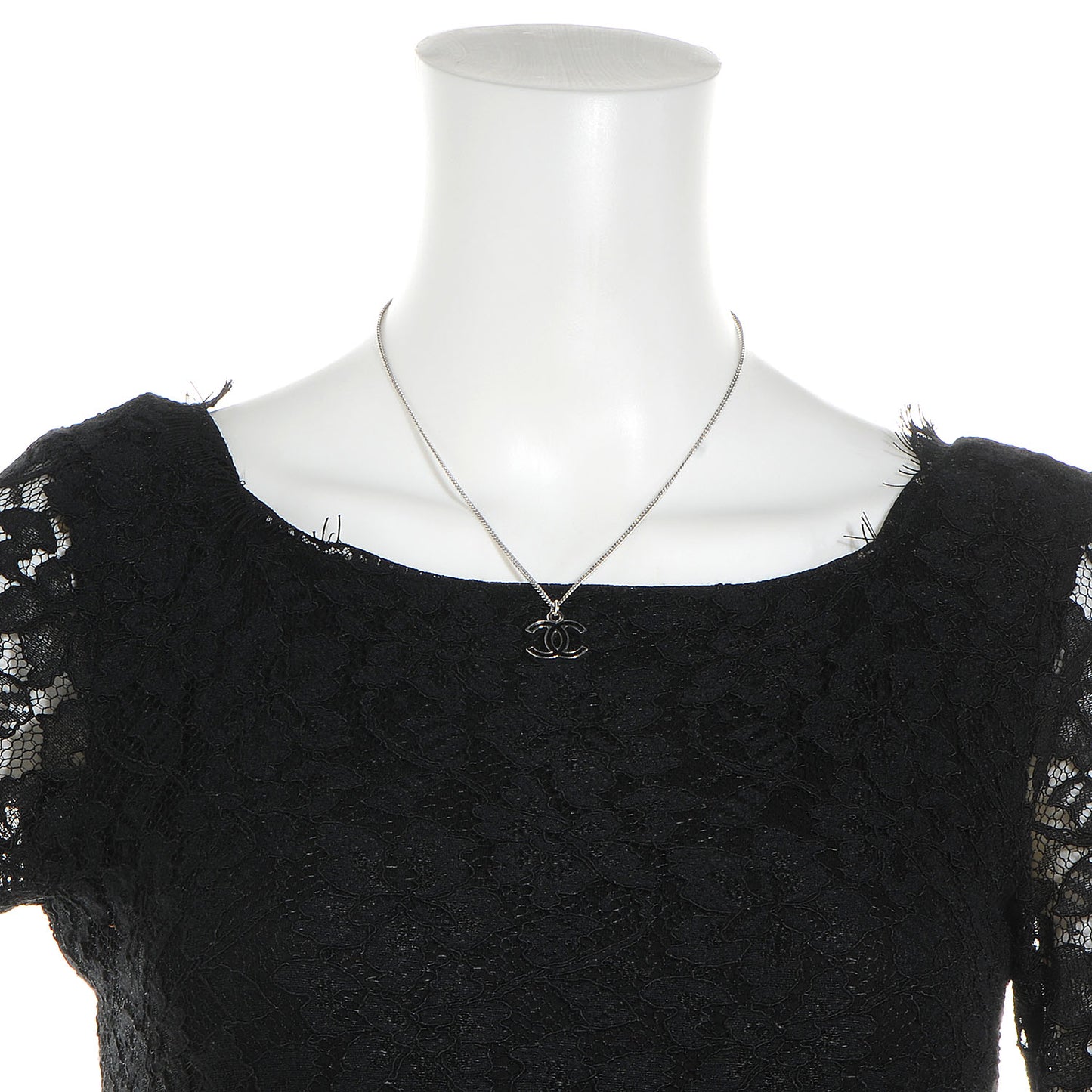 Enamel CC Necklace Black Silver