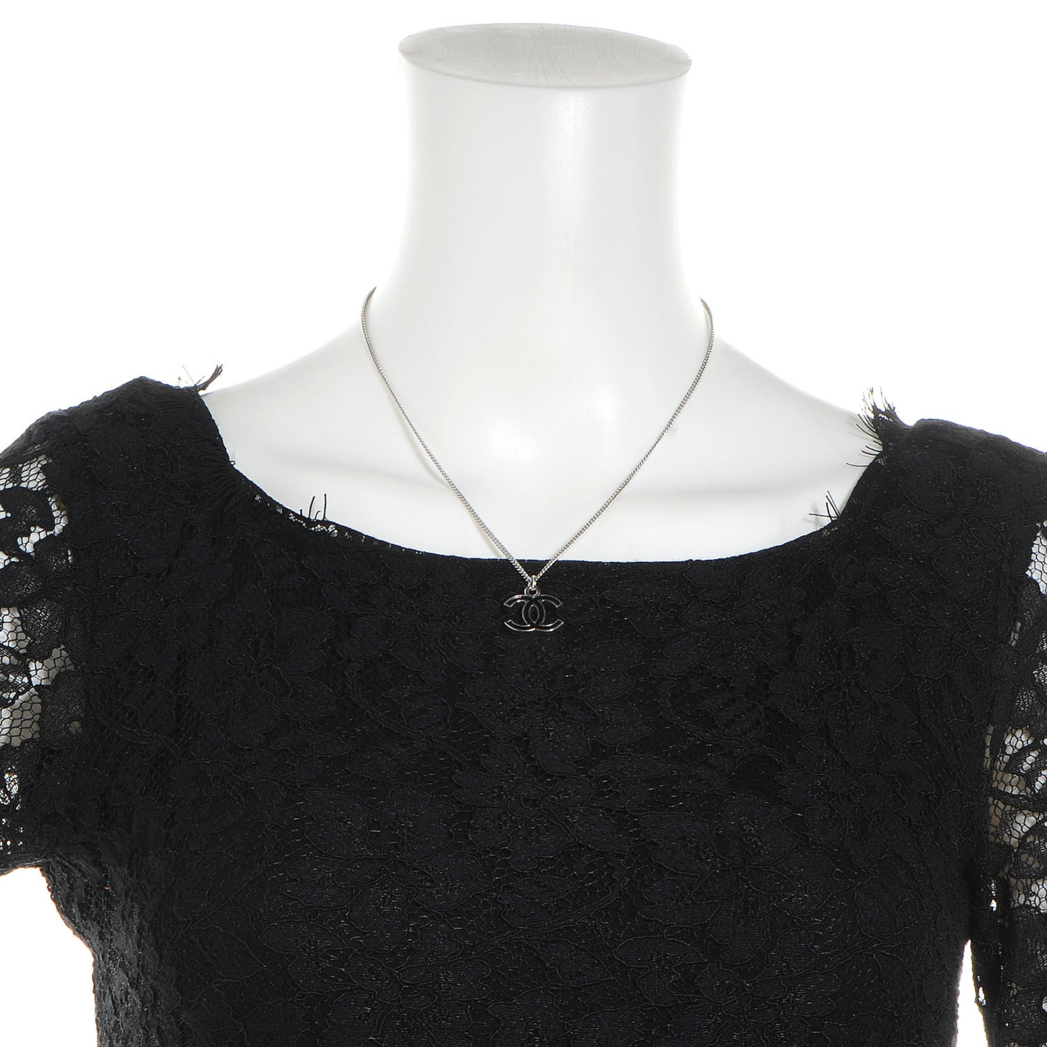 Chanel Enamel CC Necklace Black Silver 2 of 6