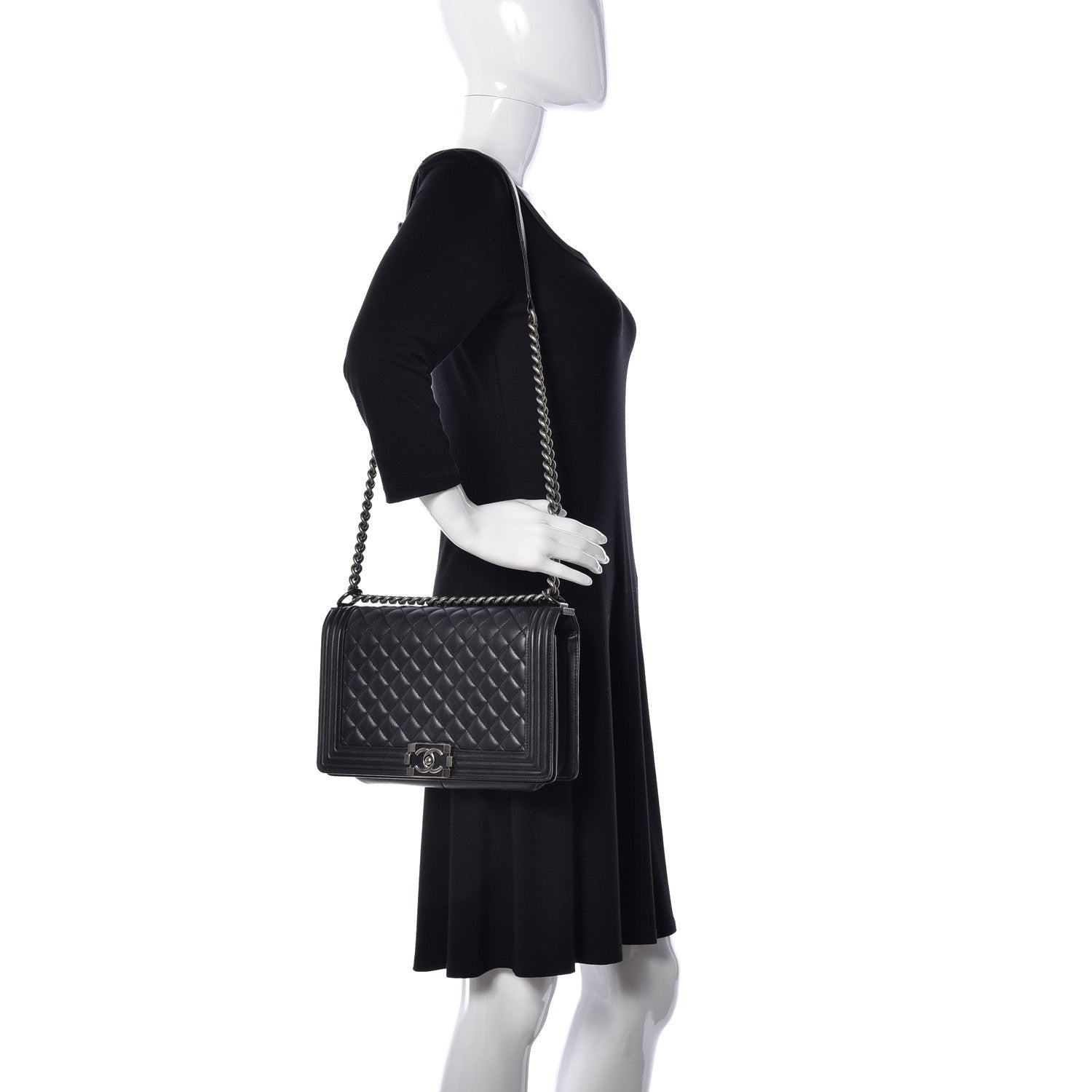 Chanel Calfskin Quilted New Medium Boy Flap Black 2 of 10