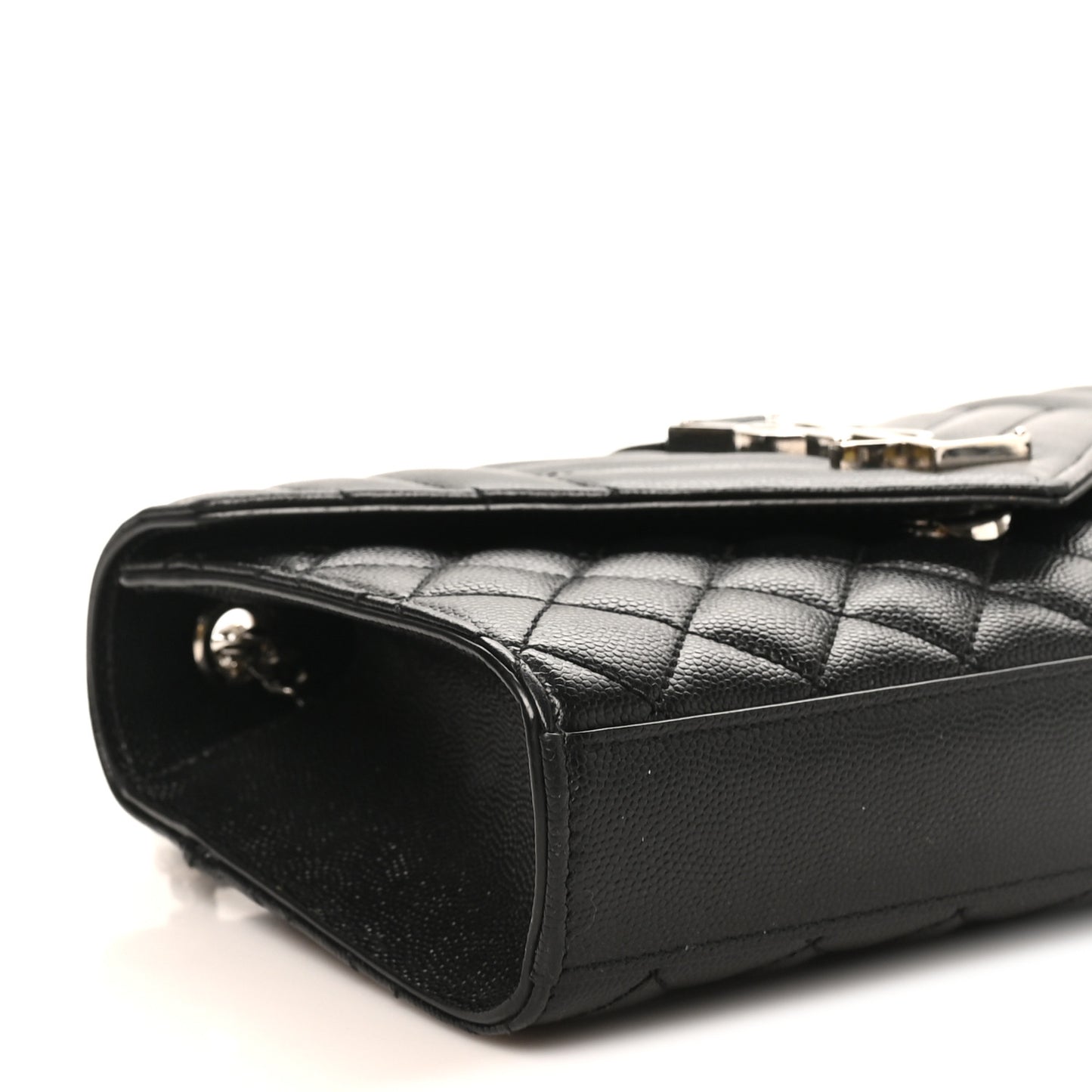 Grain De Poudre Textured Mixed Matelasse Triquilt Small Monogram Satchel Black