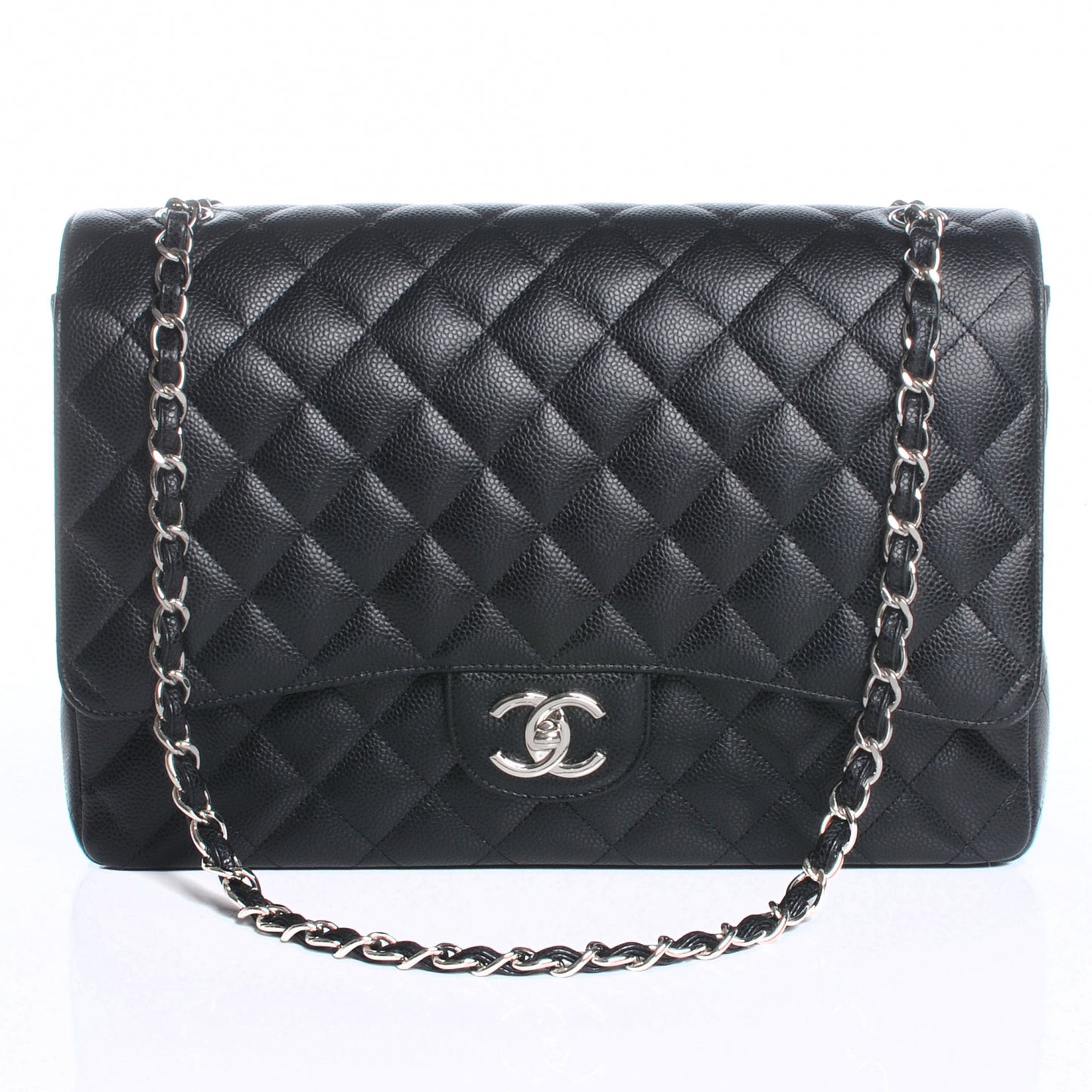 Caviar Quilted Maxi Double Flap Black