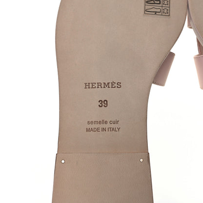 Hermes Box Calfskin Oran Sandals 39 Rose Pale 7 of 10