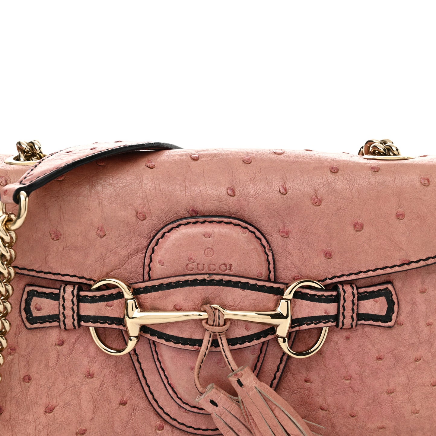 Ostrich Small Emily Chain Shoulder Bag Soft Pink