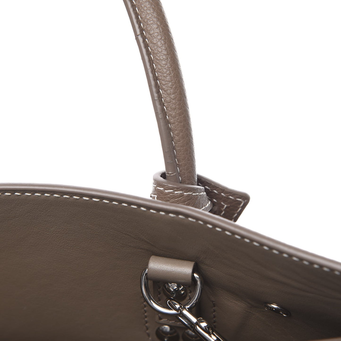 Grained Calfskin Topstich Baby Sac De Jour Taupe
