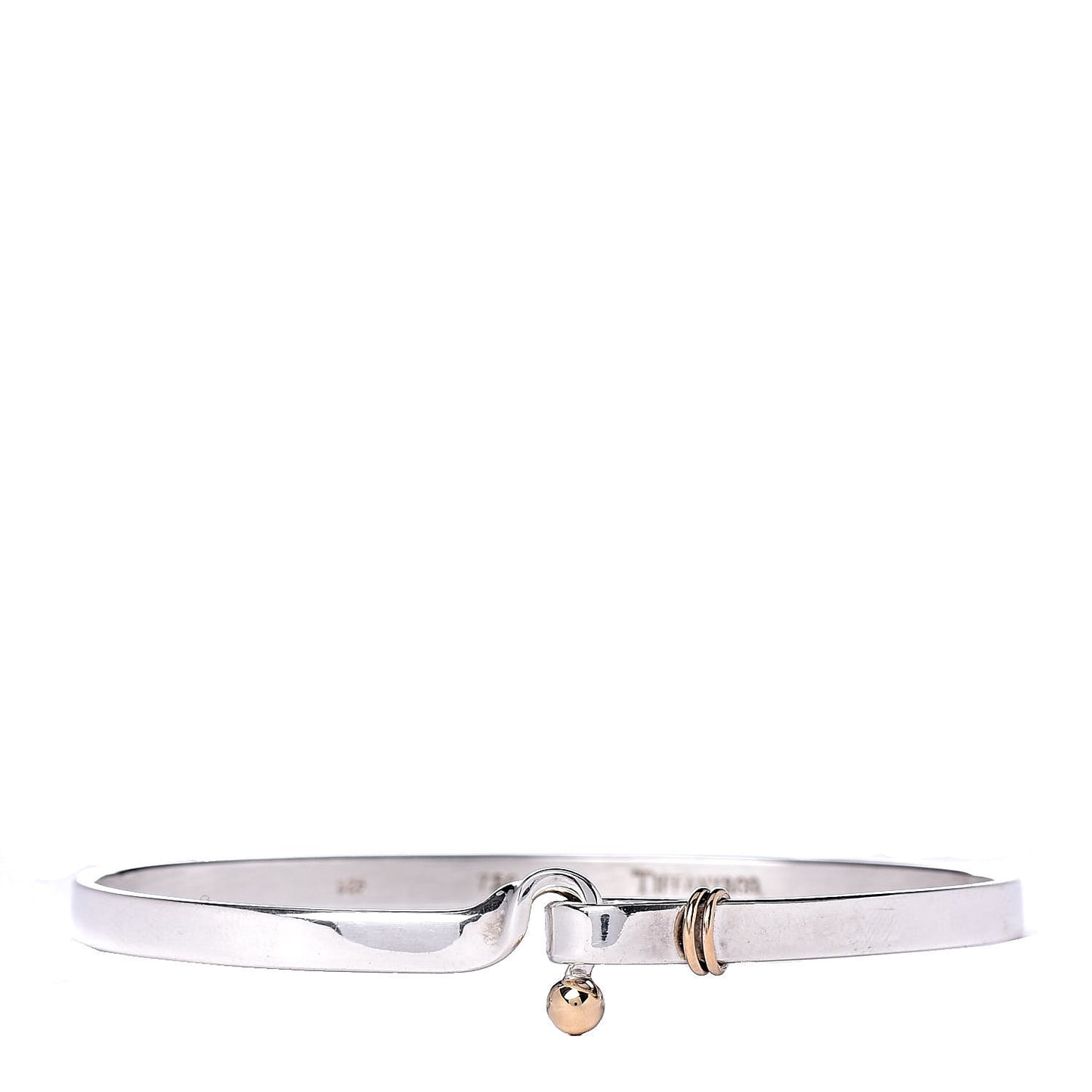 Sterling Silver 18K Yellow Gold Hook Eye Bangle Bracelet
