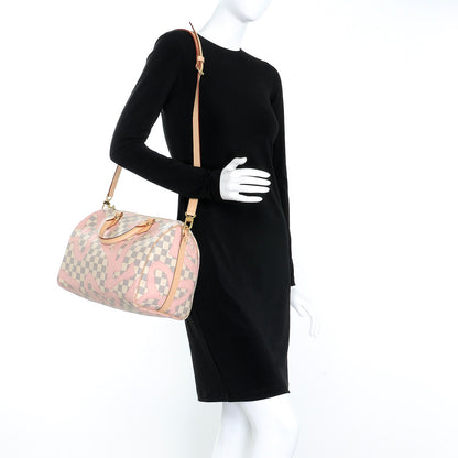 Louis Vuitton Damier Azur Tahitienne Speedy Bandouliere 30 Rose Ballerine 4 of 14