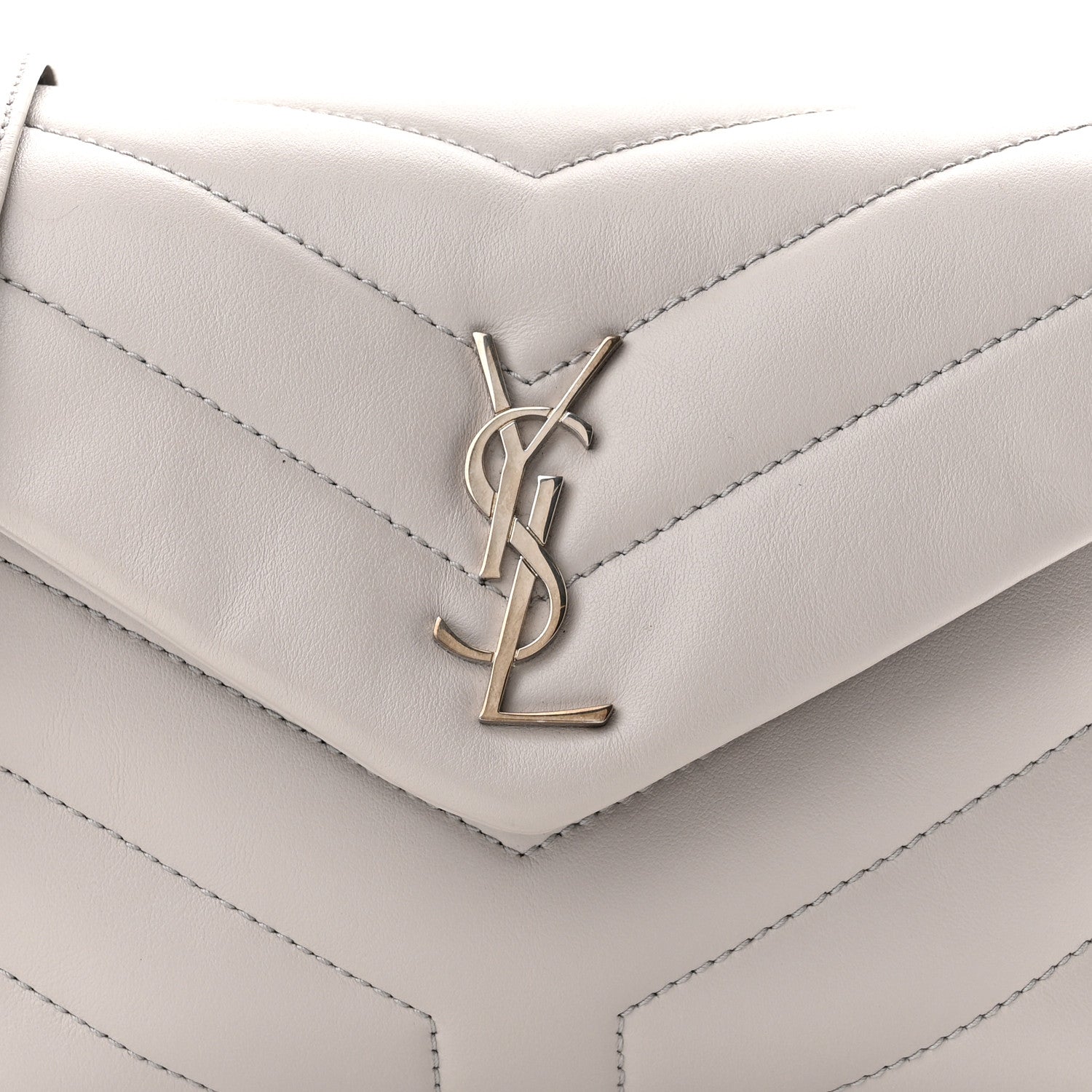 Saint Laurent Calfskin Y Quilted Monogram Toy Loulou Crossbody Bag Ivory 8 of 10