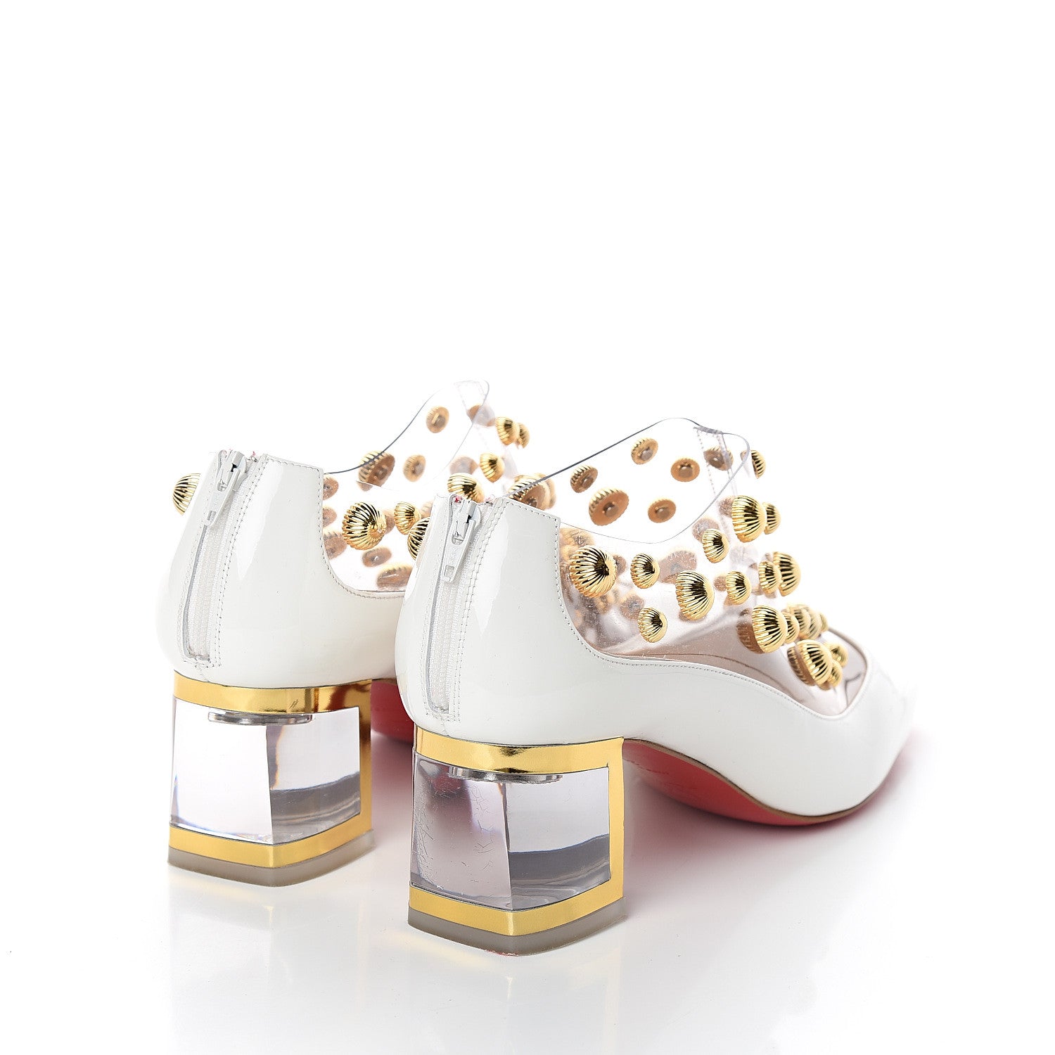 Christian Louboutin Patent PVC Space Odd 55 Pumps 38 Latte Gold 4 of 7