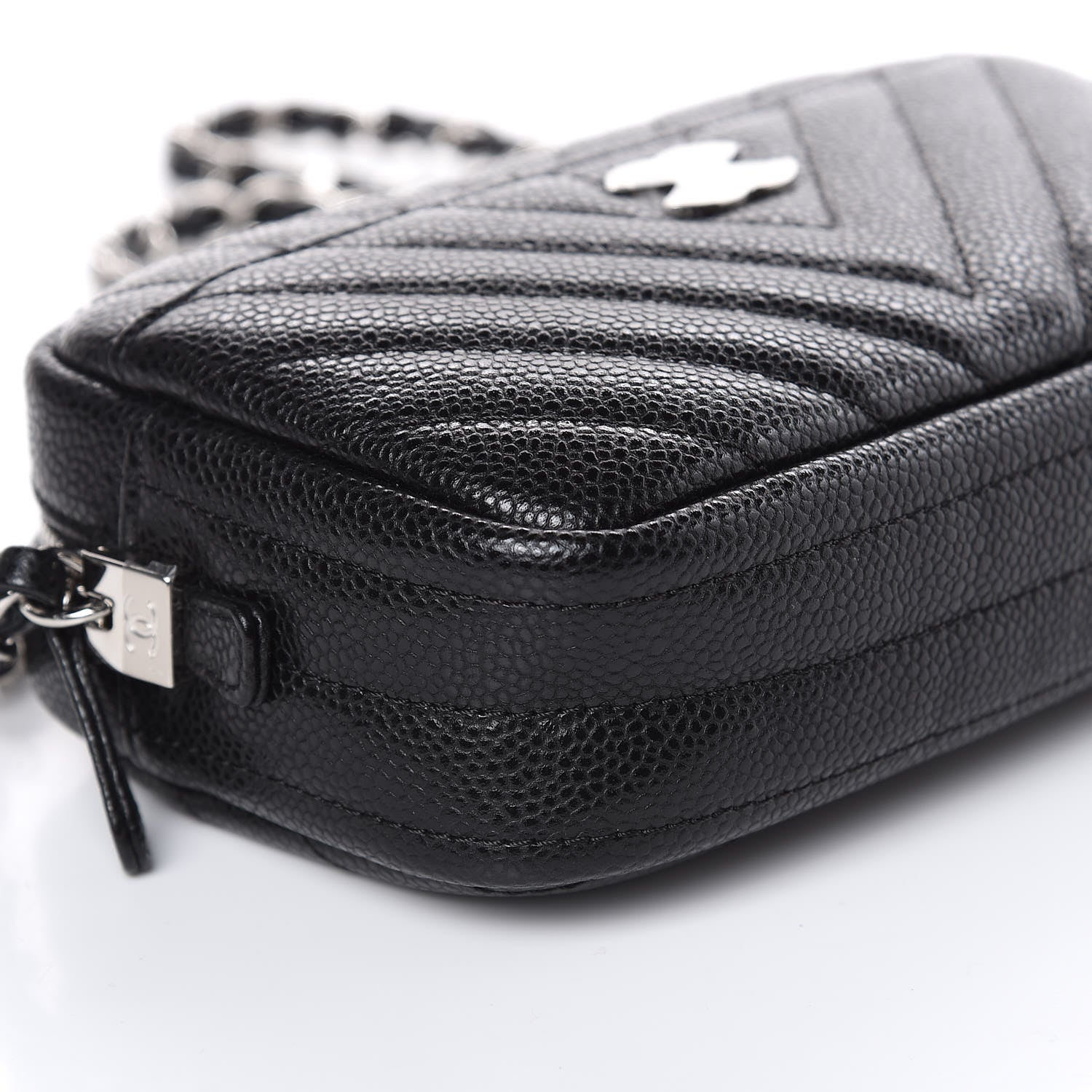 Chanel Caviar Chevron Quilted Camera Case Black 8 of 10