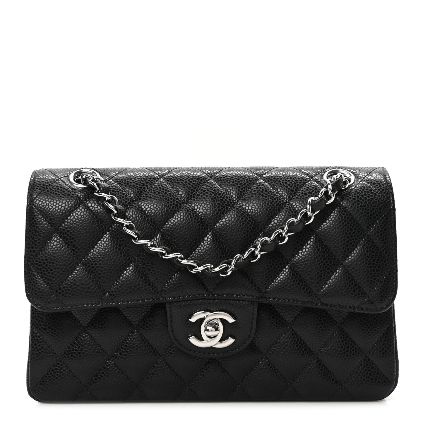Caviar Quilted Small Double Flap Black