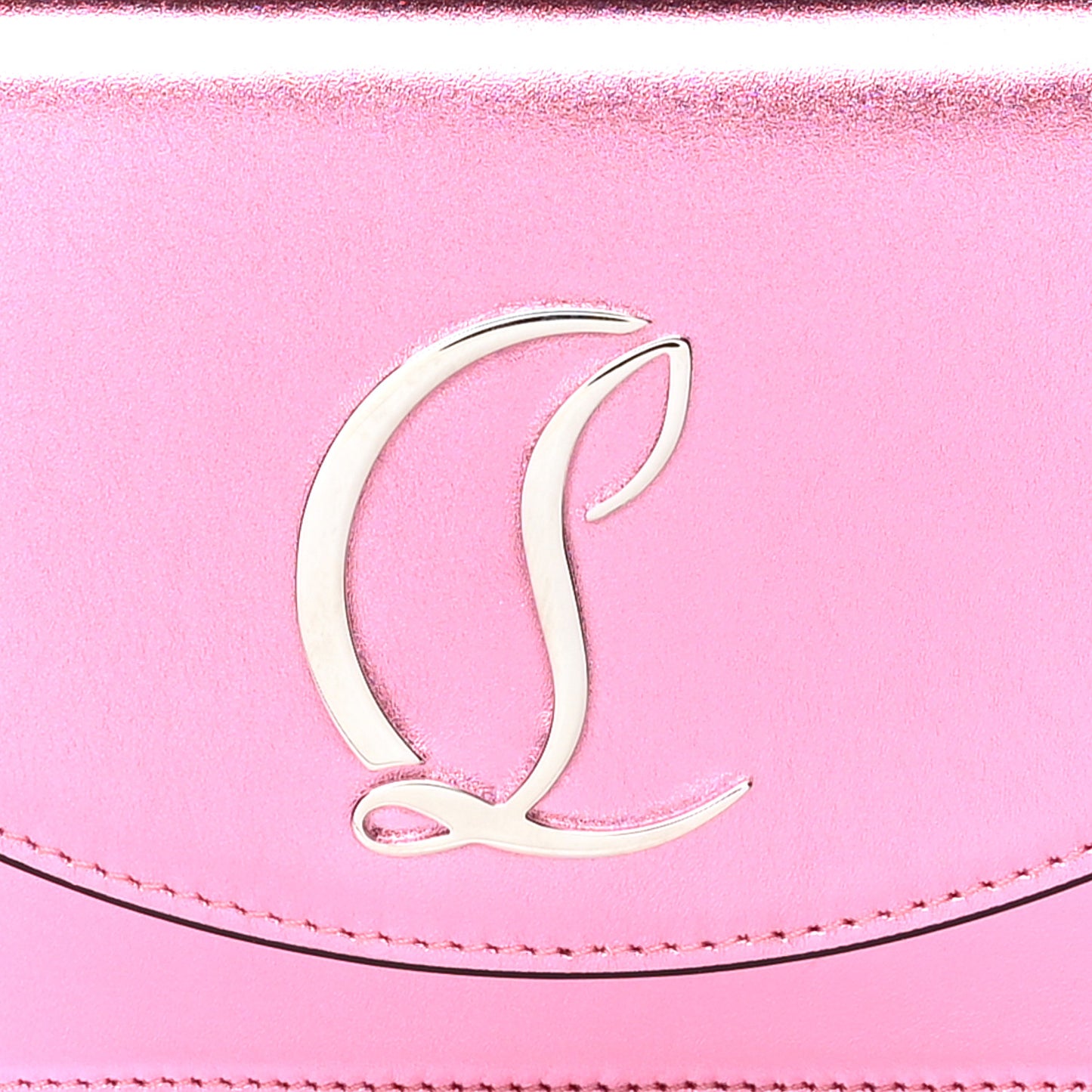 Metallic Calfskin Loubi54 Crossbody Clutch Pink