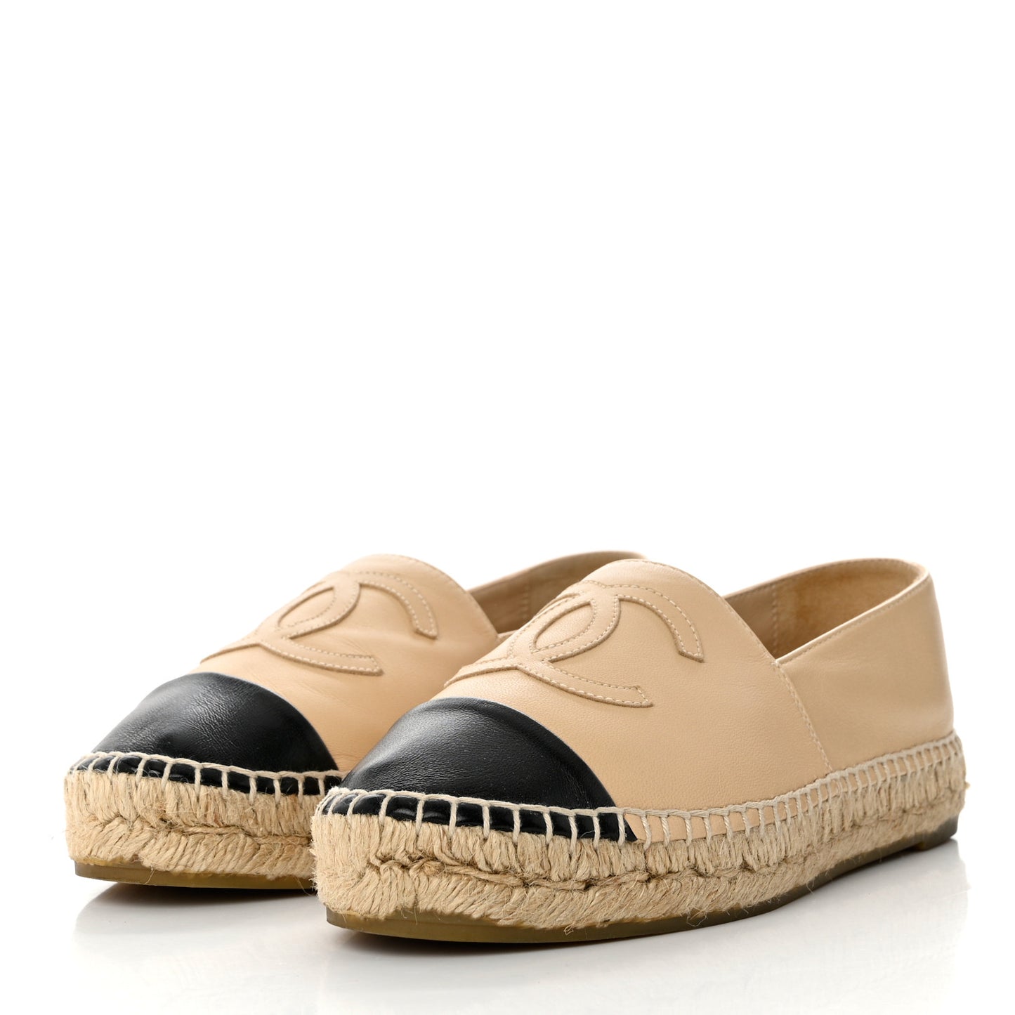 Lambskin CC Espadrilles 36 Beige Black