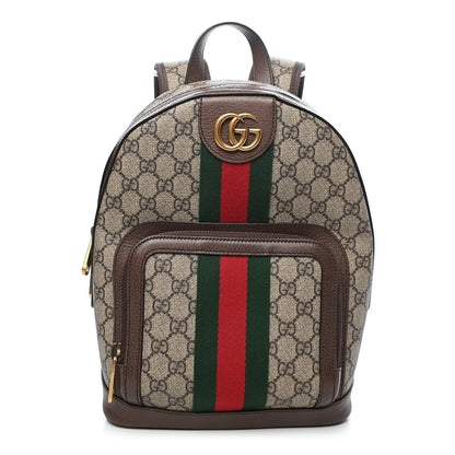 Gucci GG Supreme Monogram Calfskin Web Small Ophidia Day Backpack Beige Ebony New Acero 1 of 9