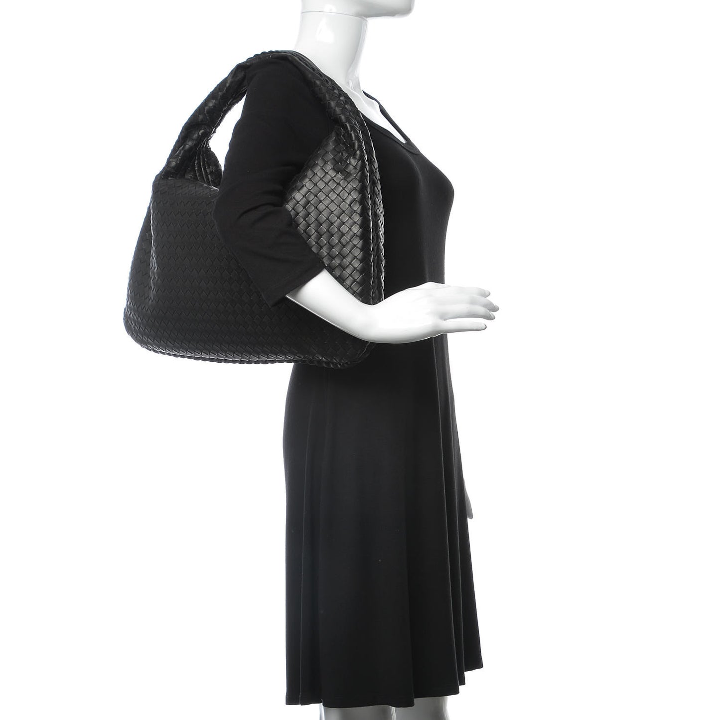 Nappa Intrecciato Large Veneta Hobo Black