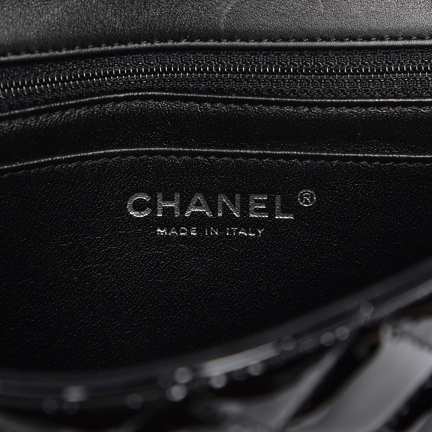 Patent Calfskin Quilted Mini Rectangular Flap Black